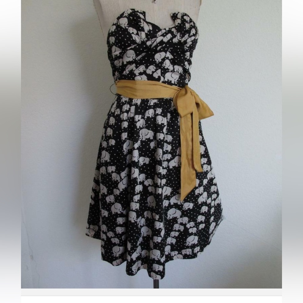 Anthropologie Porridge Elephant Print Strapless Dress, Size 6 - Picture 13 of 13